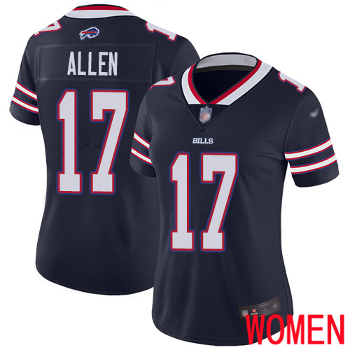 Women Buffalo Bills #17 Josh Allen Limited Navy Blue Inverted Legend NFL Jersey->nfl t-shirts->Sports Accessory